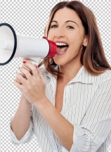 Woman with loudspeaker